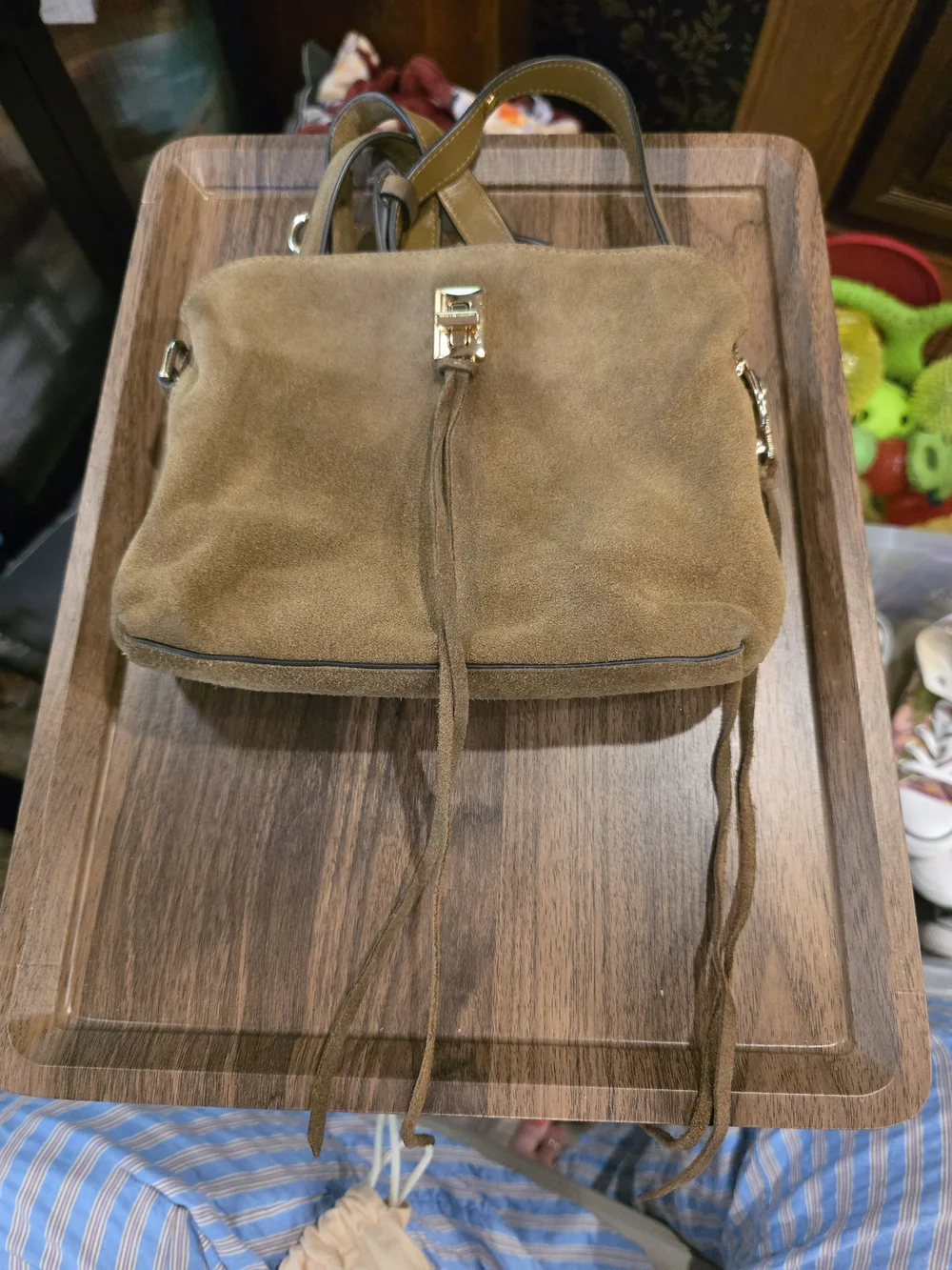 Rebecca Minkoff Darren Suede Drawstring Crossbody Bag in Brown
